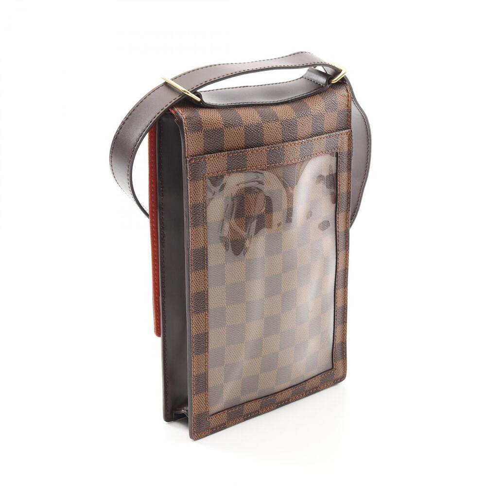 Louis Vuitton Brown Leather Bag Canvas Damier Shoulder Portobello